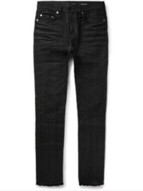 Saint Laurent Black Raw Hem Skinny Jeans